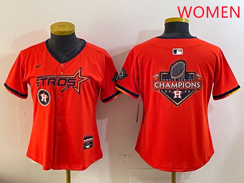 Women Houston Astros Blank Orange Three generations Joint Name 2025 Nike MLB Jersey style 25